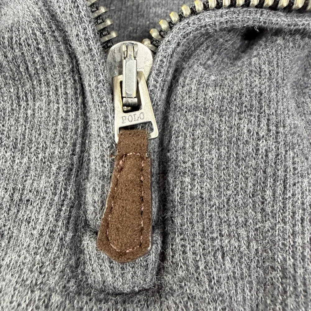 Polo Ralph Lauren Men's Estate Rib 1/4 Zip Pullover Sweater XL Gray‎ Preppy